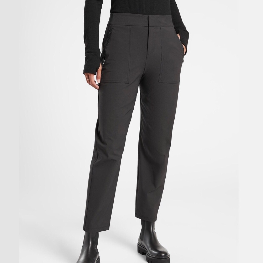 NWT Athleta Petite Women's Black Wander Hybrid Straight Leg Pants